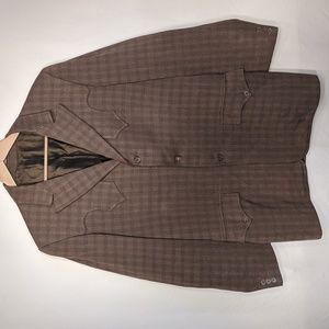 Vintage Union Made brown plaid western blazer/sport jacket by Prince Clothes
